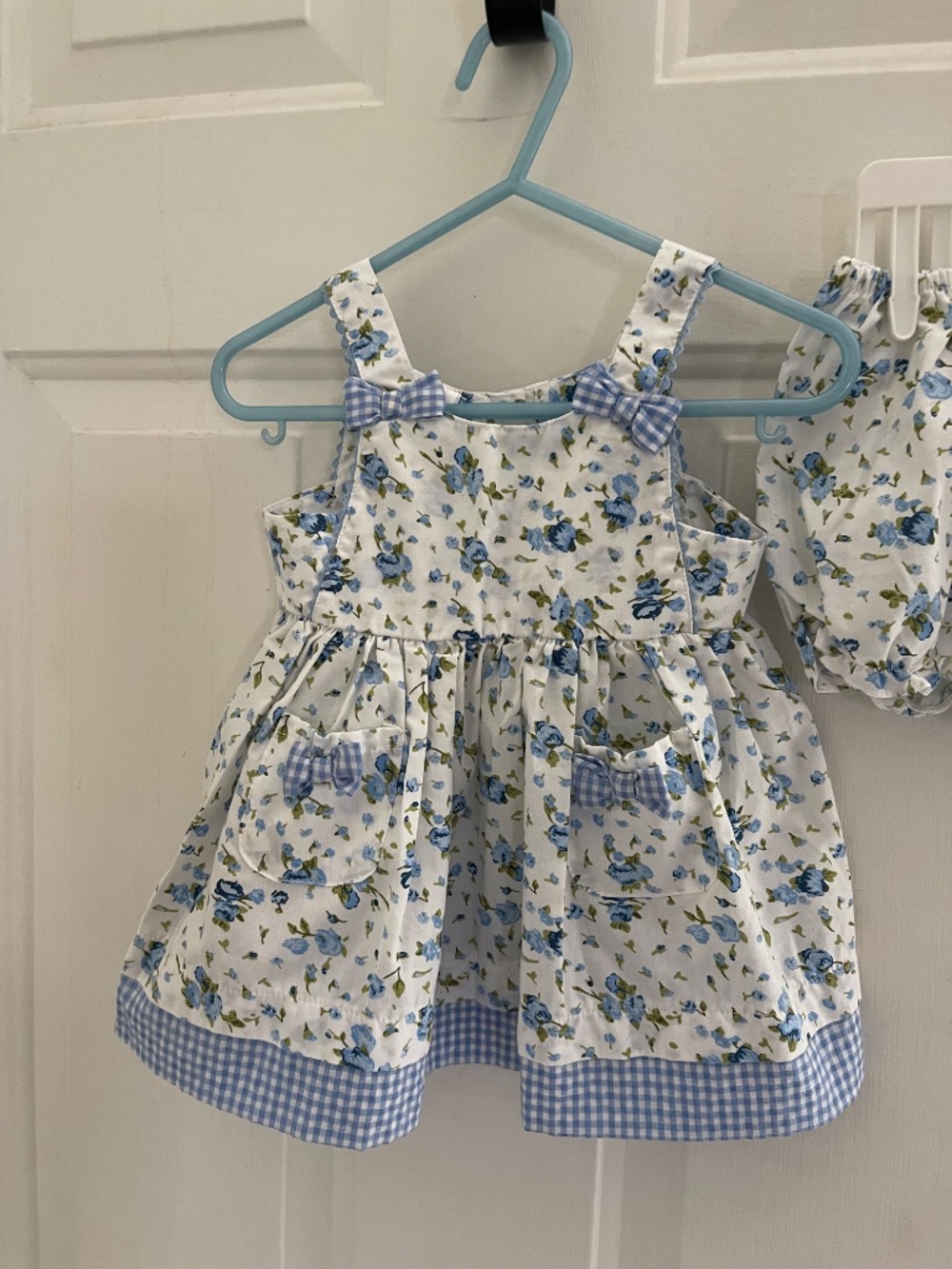 Blue Floral Pocket Sundress for Girls - Classic Cotton